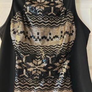 Black and Gold Sequin Women's Top
